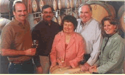 The Cakebread Family ... (from left) Bruce, Cakebread's wine-maker since 1978 who rose to become the winery's president in 2002; Dennis, head of sales and marketing; Dolores, Jack Cakebread's wife who oversees the winery's landscaping and cooking demonstrations; Jack, the founder-CEO; and Karen, who supervises events and international marketing